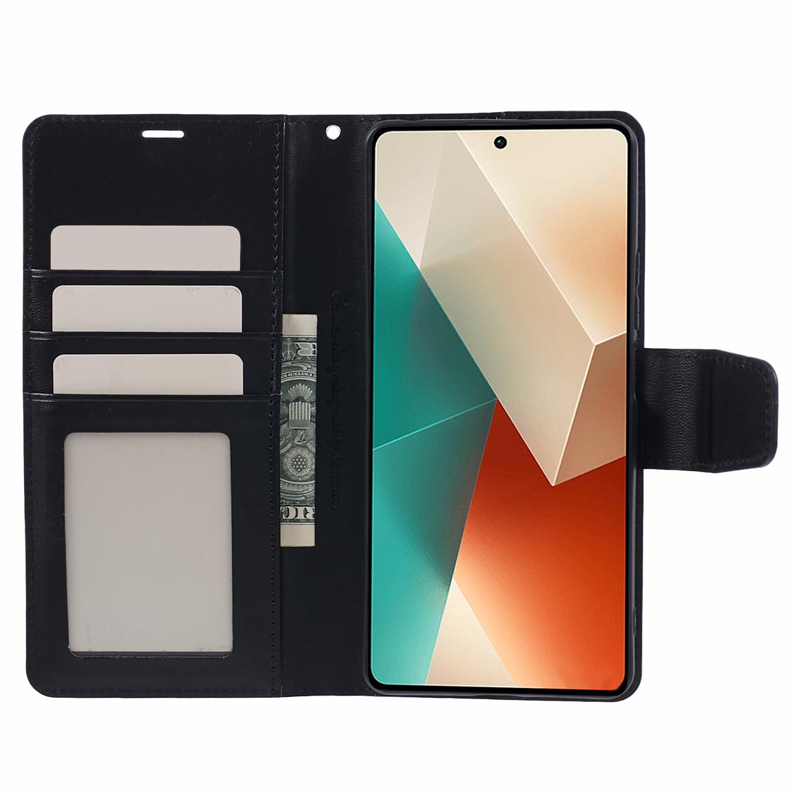 HANMAN Mill Series Phone Cover for Xiaomi Redmi Note 13 5G Case PU Leather Phone Shell Wallet - Black HANMAN Mill Series Phone Cover for Xiaomi Redmi Note 13 5G Case PU Leather Phone Shell Wallet - Black